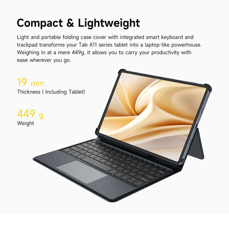 Ulefone Pogo Pin Smart Keyboard & Tablet Leather Case For Tab A11 Pro(Grey)