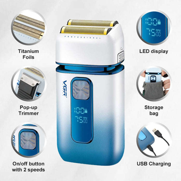 VGR V-362 5W USB Reciprocating Electric Shaver Bald Head Hair Clipper(Dark Blue)