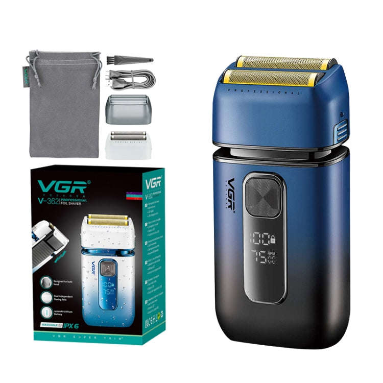 VGR V-362 5W USB Reciprocating Electric Shaver Bald Head Hair Clipper(Dark Blue)