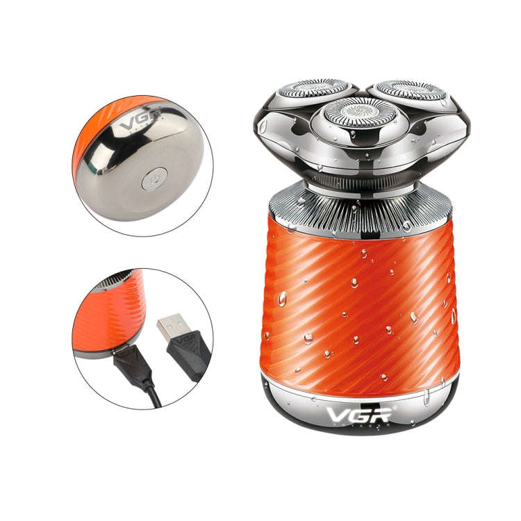 VGR V-391 5W USB 3 in 1 Smart Floating Three-Head Shaver(Orange)