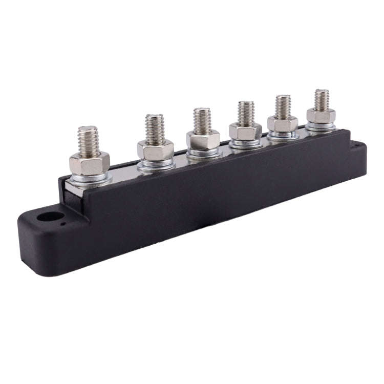 Pair 6 Way 48V 150A M6 Power Distribution Block Terminal Studs(Black + Red)