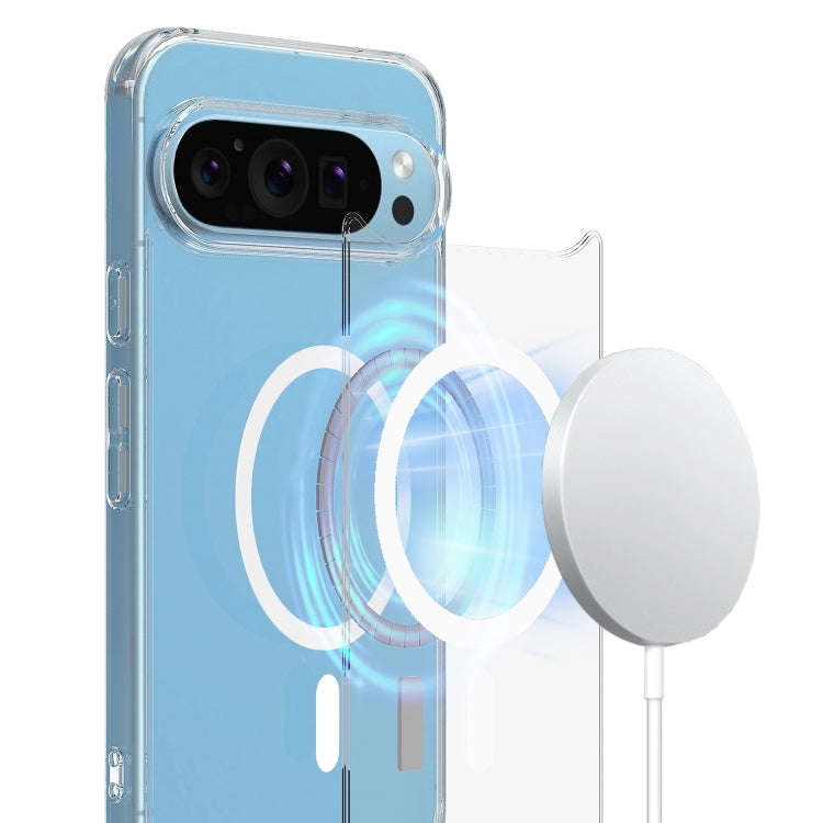 For Google Pixel 9 Pro Big Pore Acrylic PC Hybrid TPU MagSafe Phone Case(Transparent)