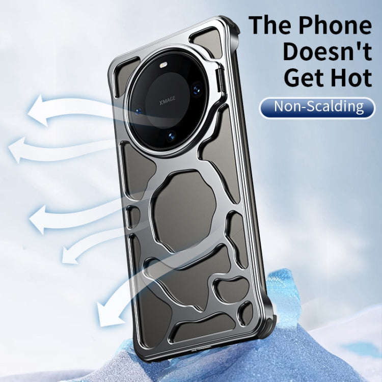 For Huawei Mate 60 Pro Auspicious Cloud Series MagSafe Metal Phone Case with Bracket(Silver)