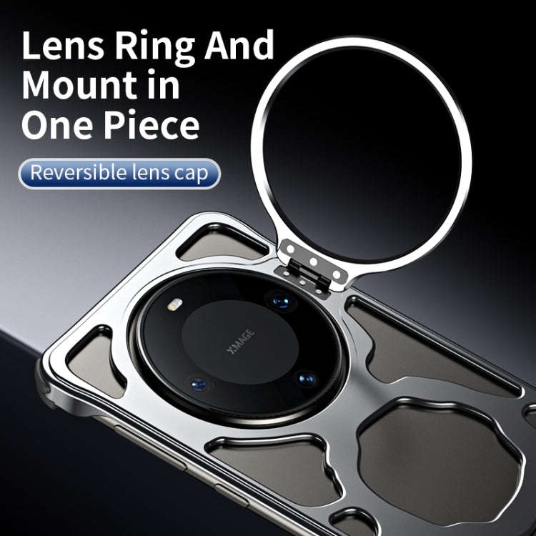 For Huawei Mate 60 Pro Auspicious Cloud Series MagSafe Metal Phone Case with Bracket(Silver)