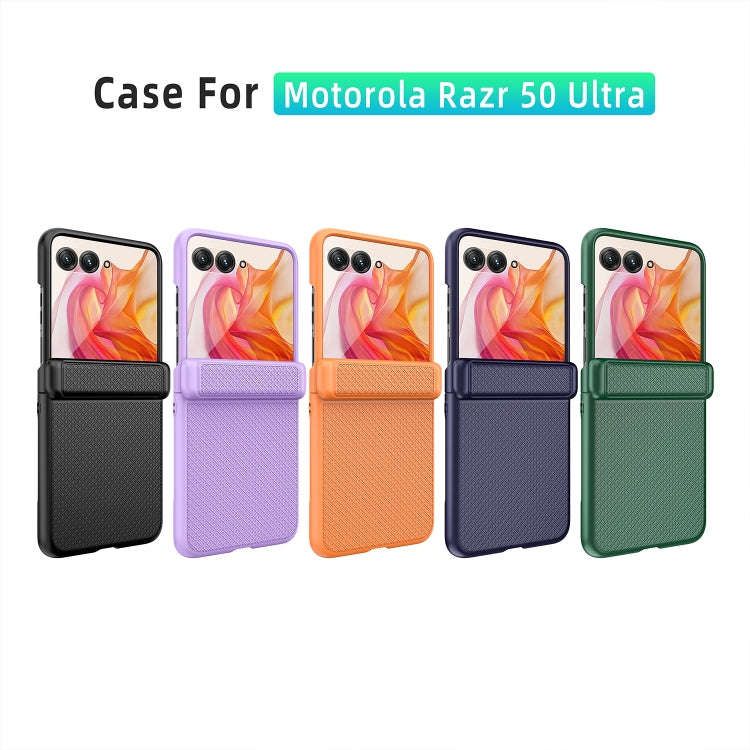 For Motorola Razr 50 Ultra Integrated Fold Hinge Grid Texture Phone Case(Black)
