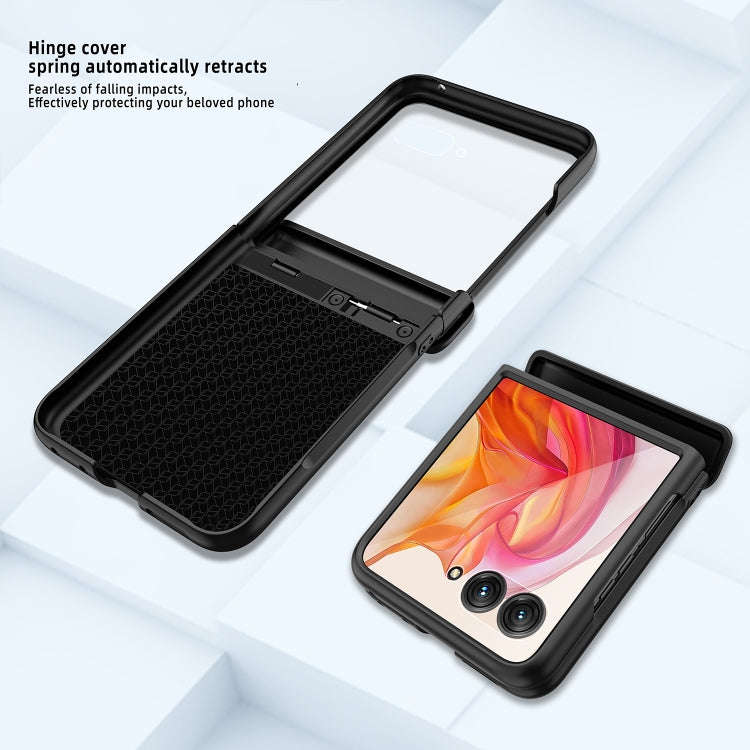 For Motorola Razr 50 Ultra Integrated Fold Hinge Grid Texture Phone Case(Black)