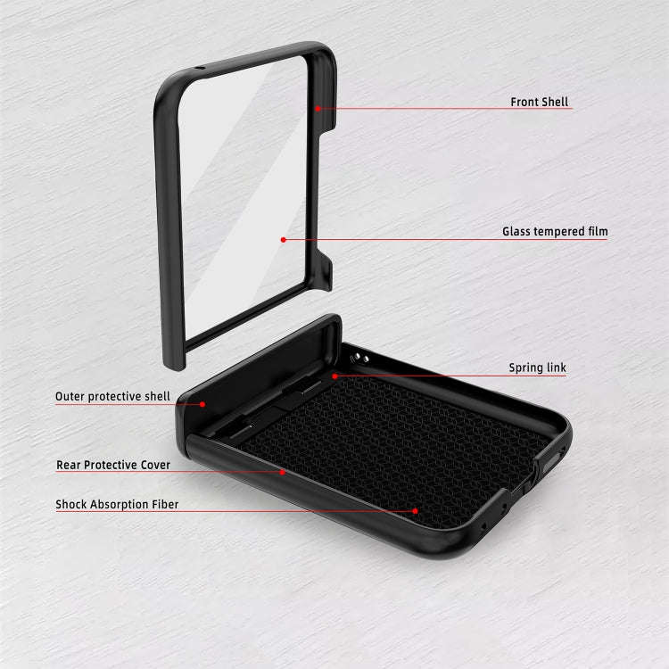 For Motorola Razr 50 Ultra Integrated Fold Hinge Grid Texture Phone Case(Black)
