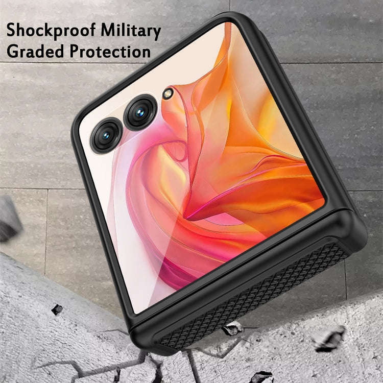 For Motorola Razr 50 Ultra Integrated Fold Hinge Grid Texture Phone Case(Black)