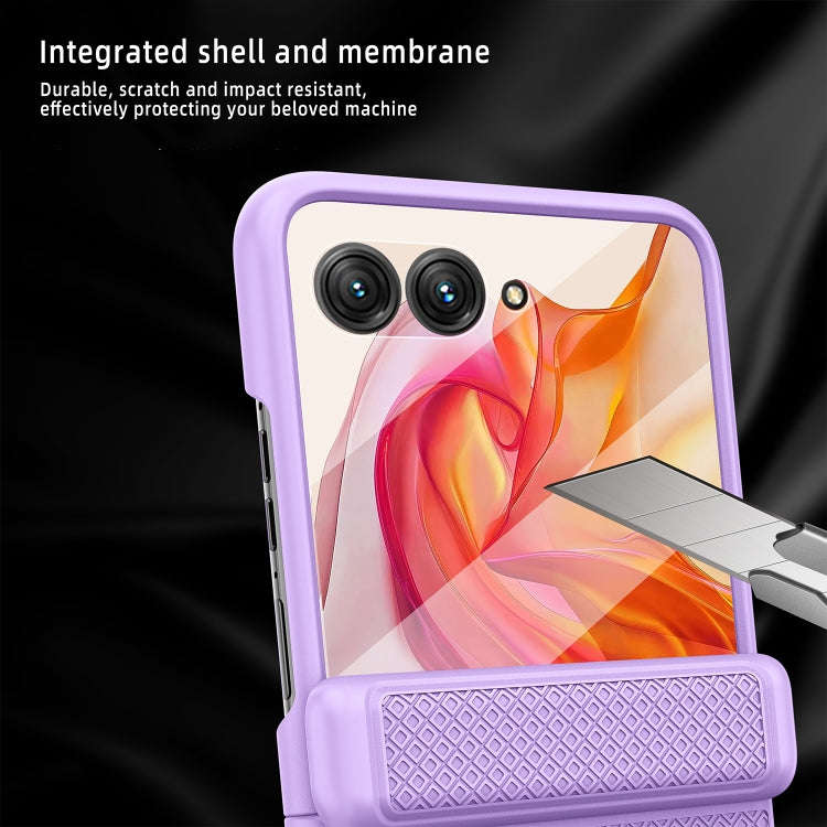 For Motorola Razr 50 Ultra Integrated Fold Hinge Grid Texture Phone Case(Black)