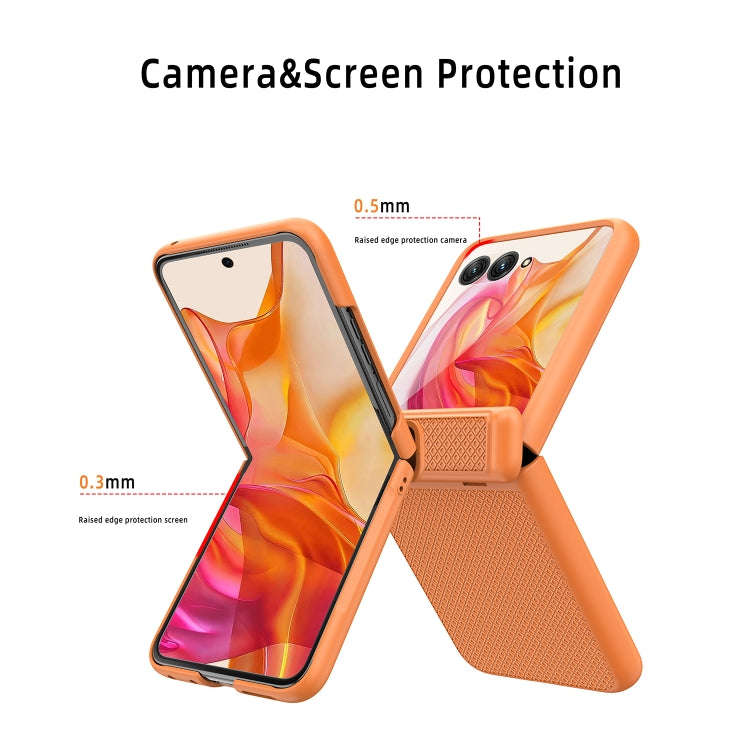 For Motorola Razr 50 Ultra Integrated Fold Hinge Grid Texture Phone Case(Orange)
