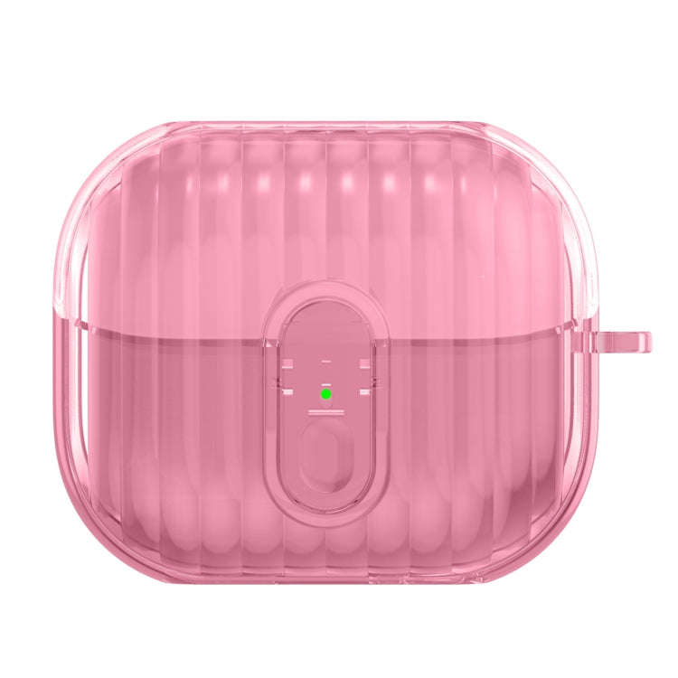 For Samsung Galaxy Buds3 Shell Look Earbuds Box Protective Case with Security Lock(Transparent Pink)