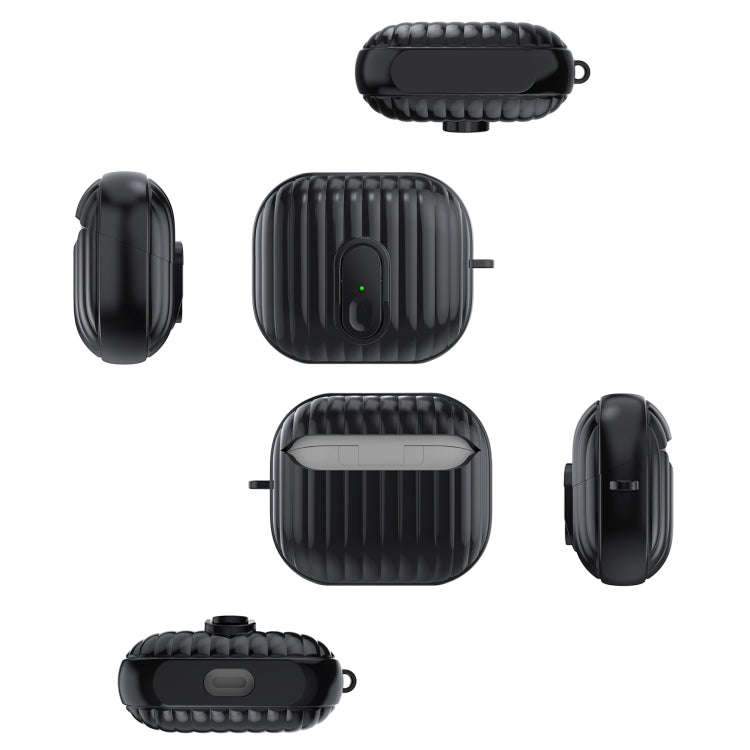 For Samsung Galaxy Buds3 Shell Look Earbuds Box Protective Case with Security Lock(Black)
