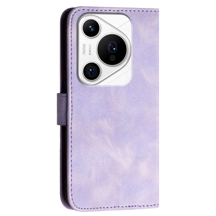 For Huawei Pura 70 Pro / Pura 70 Pro+ Grid Butterfly Embossed Pattern Leather Phone Case with Lan...