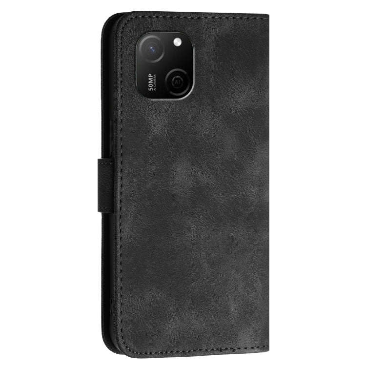 For Huawei Maimang A20 Grid Butterfly Embossed Pattern Leather Phone Case with Lanyard(Black)