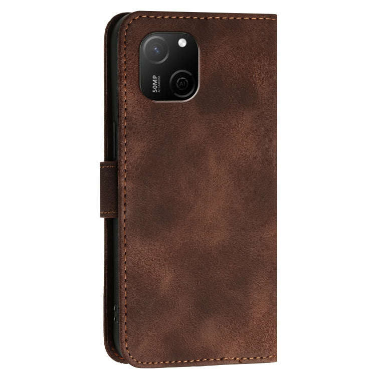 For Huawei Maimang A20 Grid Butterfly Embossed Pattern Leather Phone Case with Lanyard(Coffee)