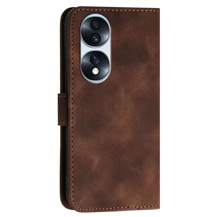 For Honor 70 Pro / 70 Pro+ Grid Butterfly Embossed Pattern Leather Phone Case with Lanyard(Coffee)