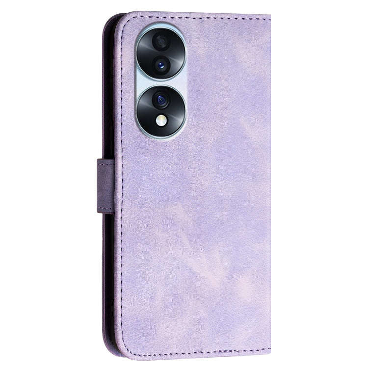 For Honor 70 Pro / 70 Pro+ Grid Butterfly Embossed Pattern Leather Phone Case with Lanyard(Light ...