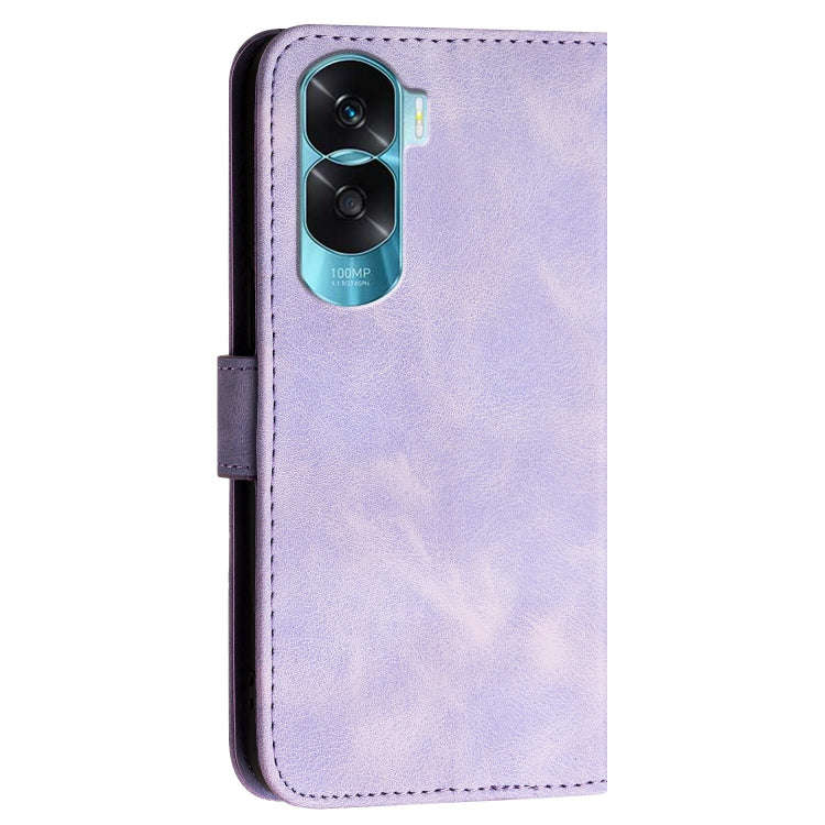 For Honor X50i 5G / 90 Lite Grid Butterfly Embossed Pattern Leather Phone Case with Lanyard(Light...