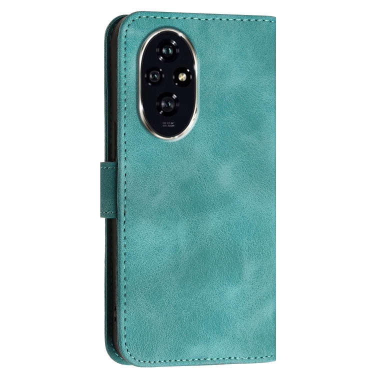 For Honor 200 Pro 5G Global Grid Butterfly Embossed Pattern Leather Phone Case with Lanyard(Light...