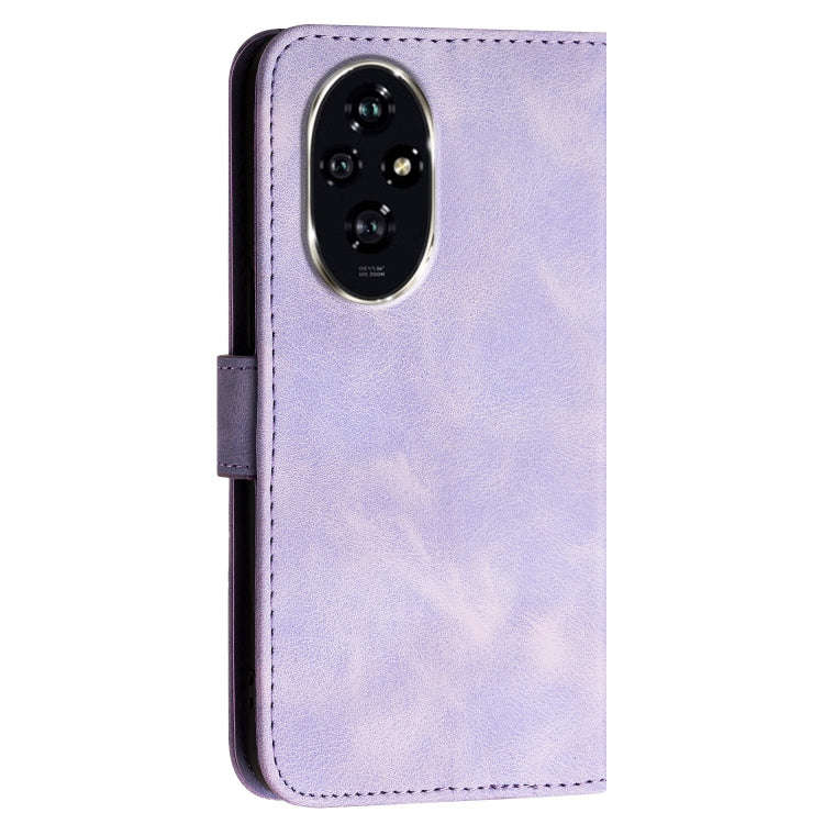 For Honor 200 Pro 5G Global Grid Butterfly Embossed Pattern Leather Phone Case with Lanyard(Light...