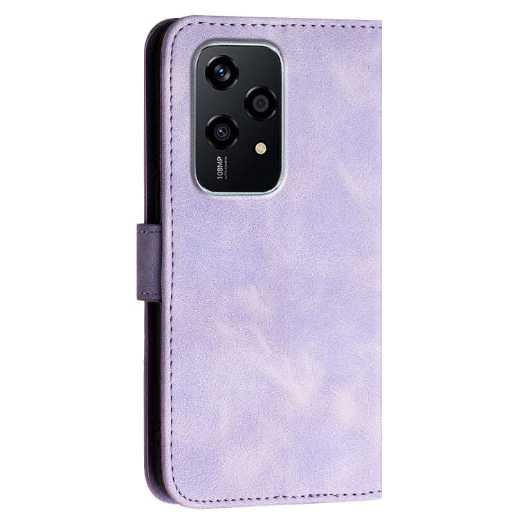 For Honor 200 Lite Global Grid Butterfly Embossed Pattern Leather Phone Case with Lanyard(Light P...