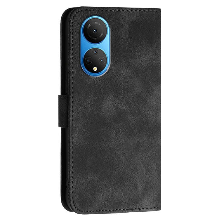 For Honor X7 4G / Play 30 Plus Grid Butterfly Embossed Pattern Leather Phone Case with Lanyard(Bl...