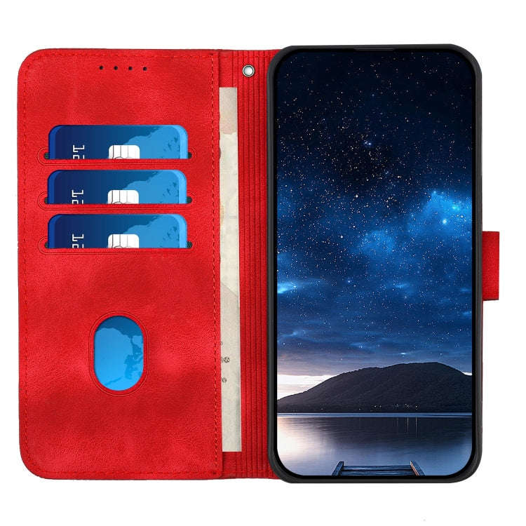 For Honor X8b Grid Butterfly Embossed Pattern Leather Phone Case with Lanyard(Red)