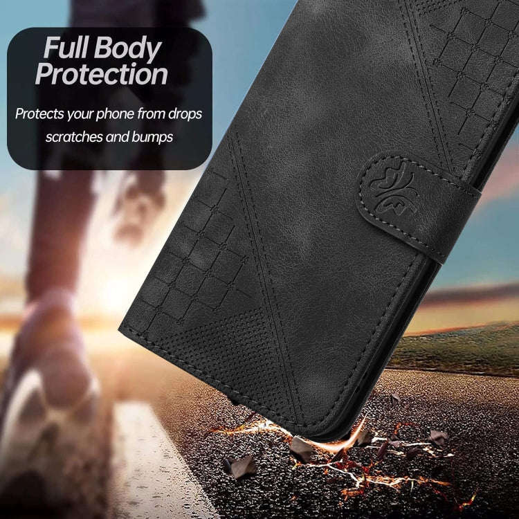 For Honor X50 / X9b Grid Butterfly Embossed Pattern Leather Phone Case with Lanyard(Black)