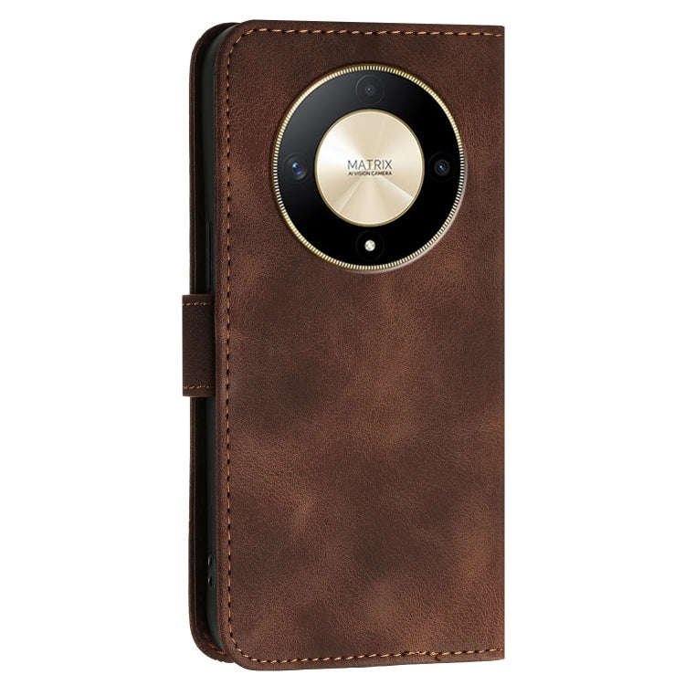 For Honor X50 / X9b Grid Butterfly Embossed Pattern Leather Phone Case with Lanyard(Coffee)