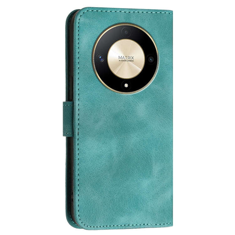 For Honor X50 / X9b Grid Butterfly Embossed Pattern Leather Phone Case with Lanyard(Light Blue)
