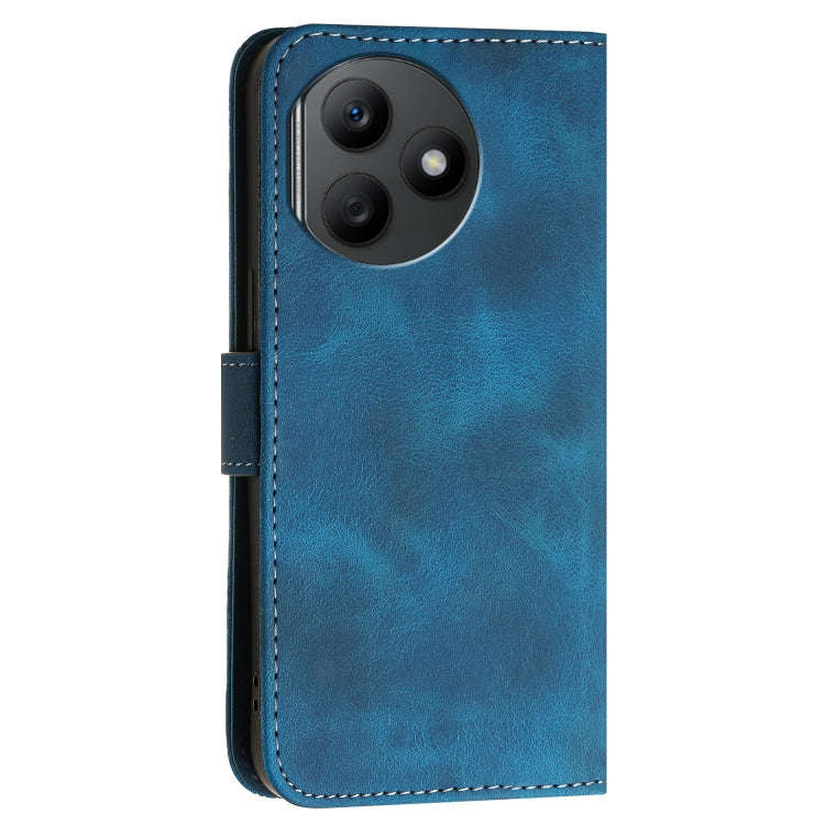 For Honor X50i+ Grid Butterfly Embossed Pattern Leather Phone Case with Lanyard(Dark Blue)