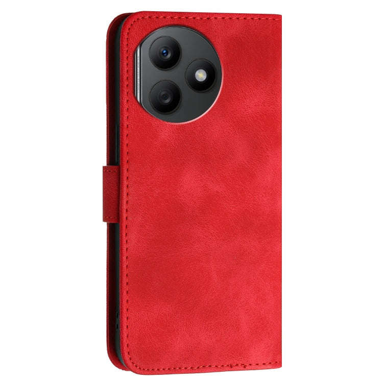 For Honor X50i+ Grid Butterfly Embossed Pattern Leather Phone Case with Lanyard(Red)