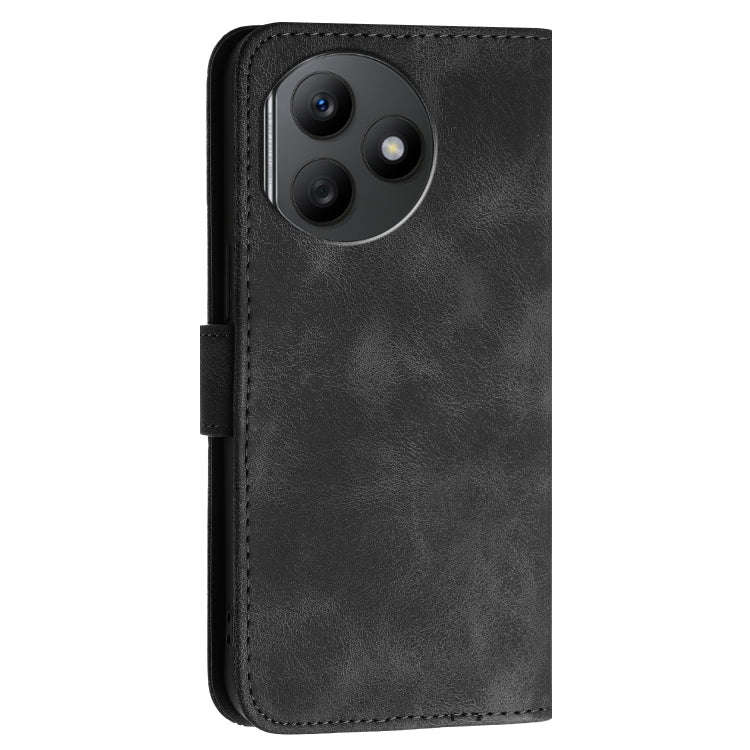 For Honor X50i+ Grid Butterfly Embossed Pattern Leather Phone Case with Lanyard(Black)