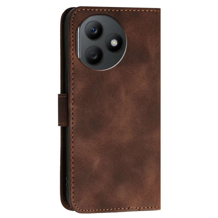 For Honor X50i+ Grid Butterfly Embossed Pattern Leather Phone Case with Lanyard(Coffee)