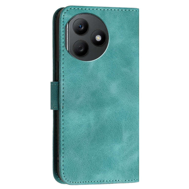 For Honor X50i+ Grid Butterfly Embossed Pattern Leather Phone Case with Lanyard(Light Blue)