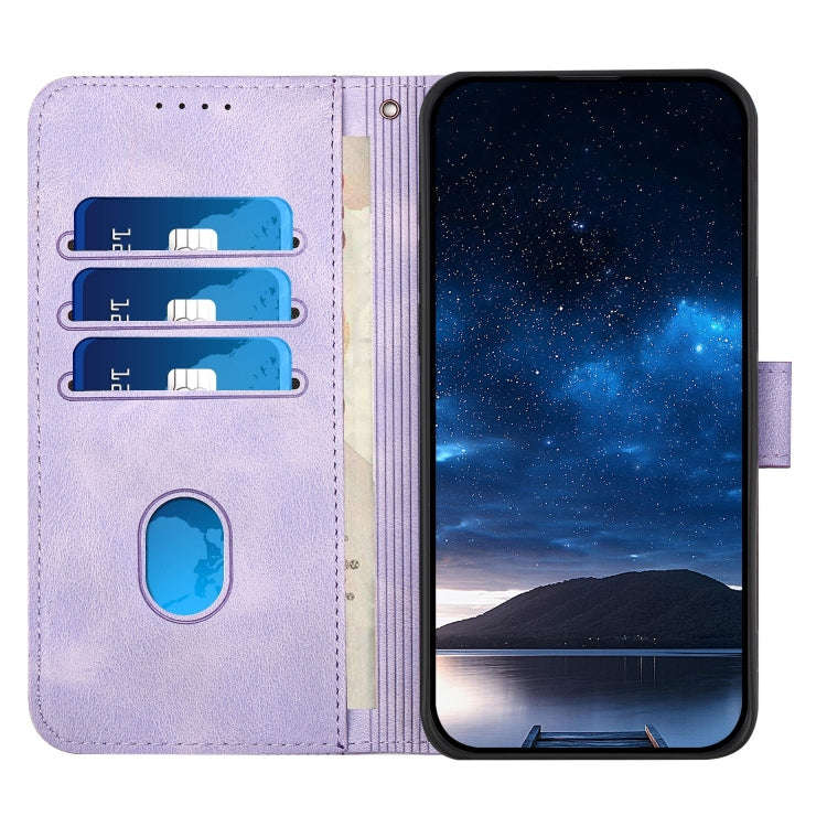 For Honor X50i+ Grid Butterfly Embossed Pattern Leather Phone Case with Lanyard(Light Purple)