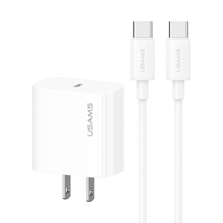 USAMS CC228 20W Fast Charging Charger Set, USB-C / Type-C to USB-C / Type-C(US Plug)