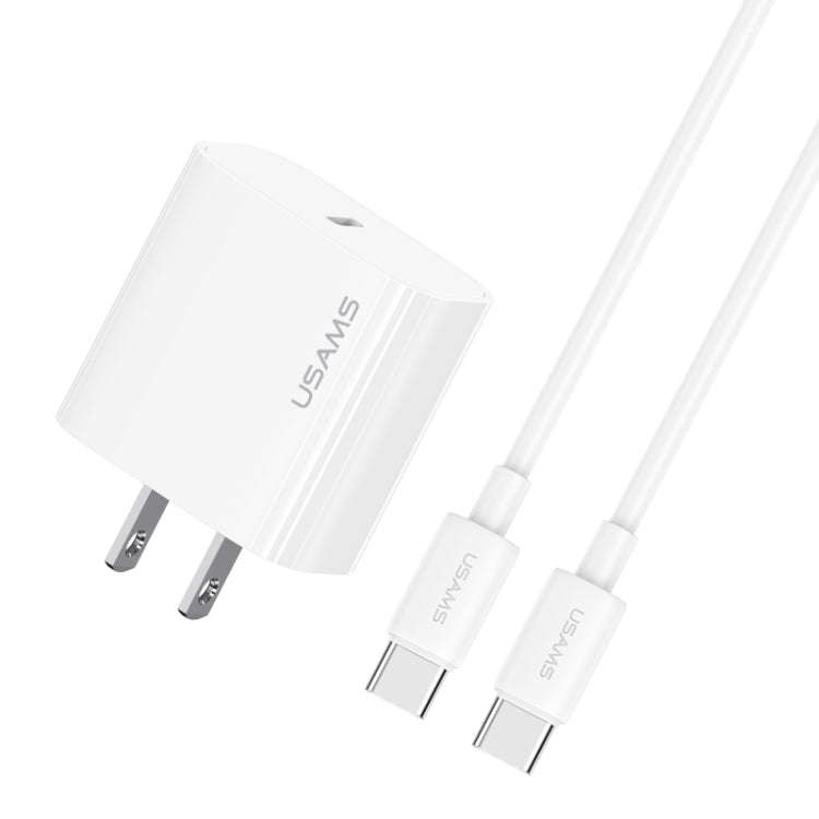 USAMS CC228 20W Fast Charging Charger Set, USB-C / Type-C to USB-C / Type-C(US Plug)