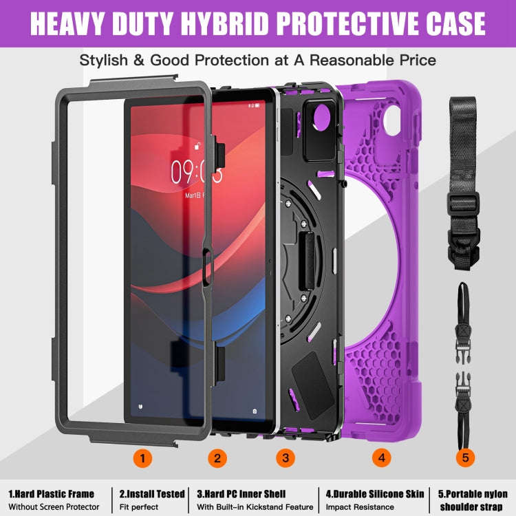 For Lenovo Tab M11 /Xiaomi Pad 11 2024 Rotatable Holder Silicone Hybrid PC Tablet Case with Shoul...