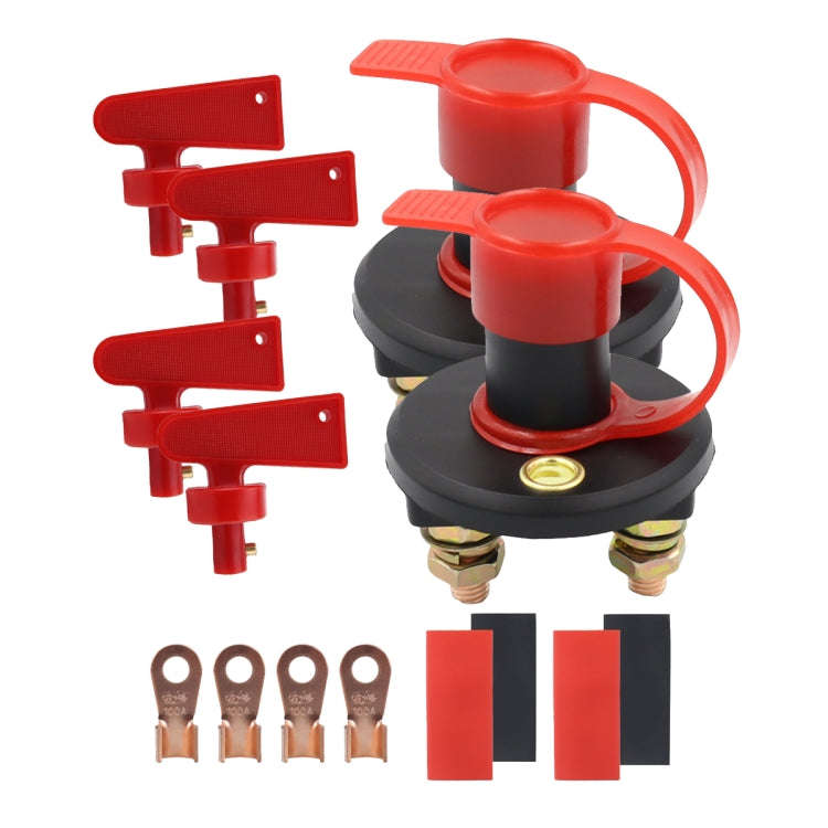 Pair Car / Boat Battery Power Off Switch with 100A Terminal(Black Red)