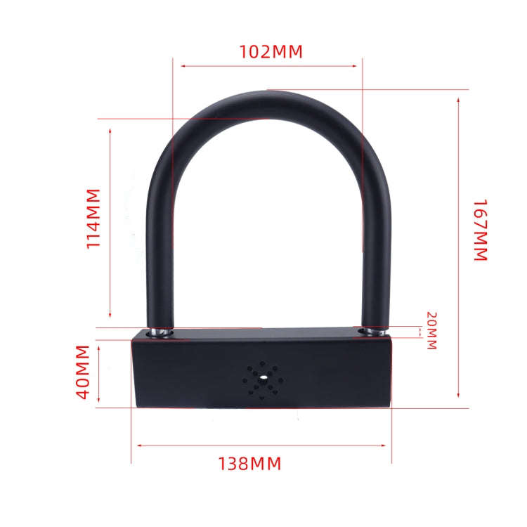 Car U-shaped Anti-theft Alarm Lock(Black)