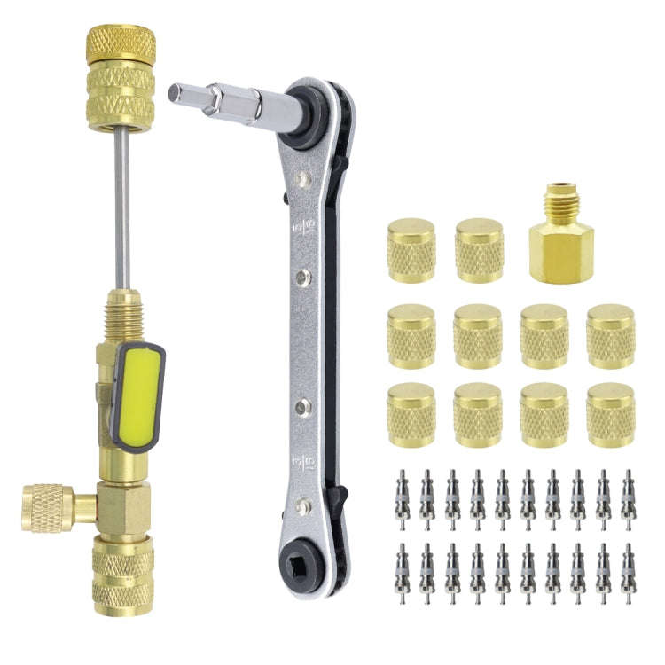 34pcs / Set T6 Air Conditioning Valve Core Remover Installer Tool with Dual Size SAE 1/4 and 5/16...