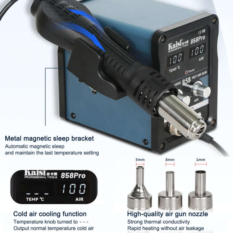 Kaisi 858Pro Smart Sleep Lead-free Digital Display Hot Air Gun Desoldering Station, Plug:US Plug