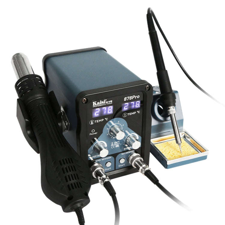 Kaisi 878Pro 2 in 1 Smart Sleep Lead-free Digital Display Hot Air Gun Soldering Iron Station, Plu...