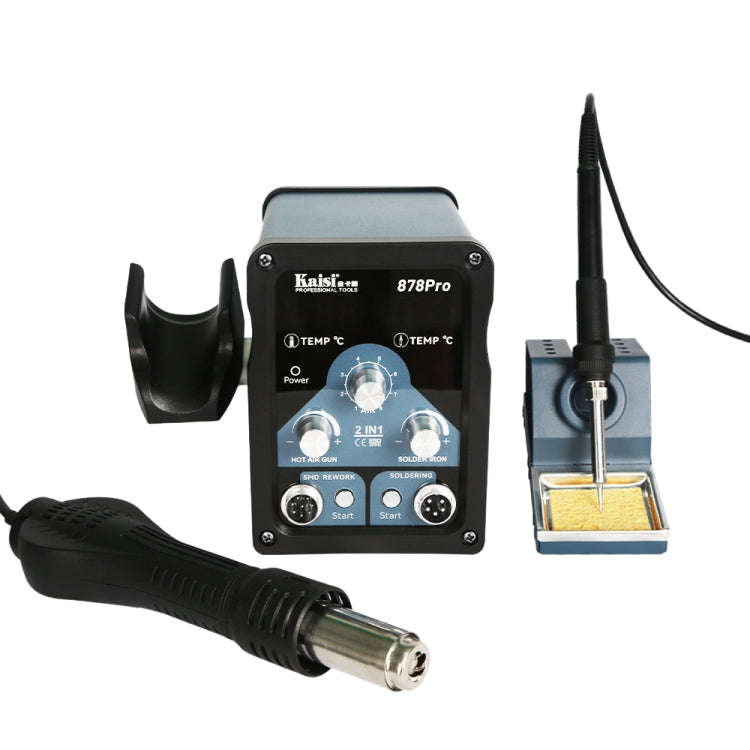 Kaisi 878Pro 2 in 1 Smart Sleep Lead-free Digital Display Hot Air Gun Soldering Iron Station, Plu...