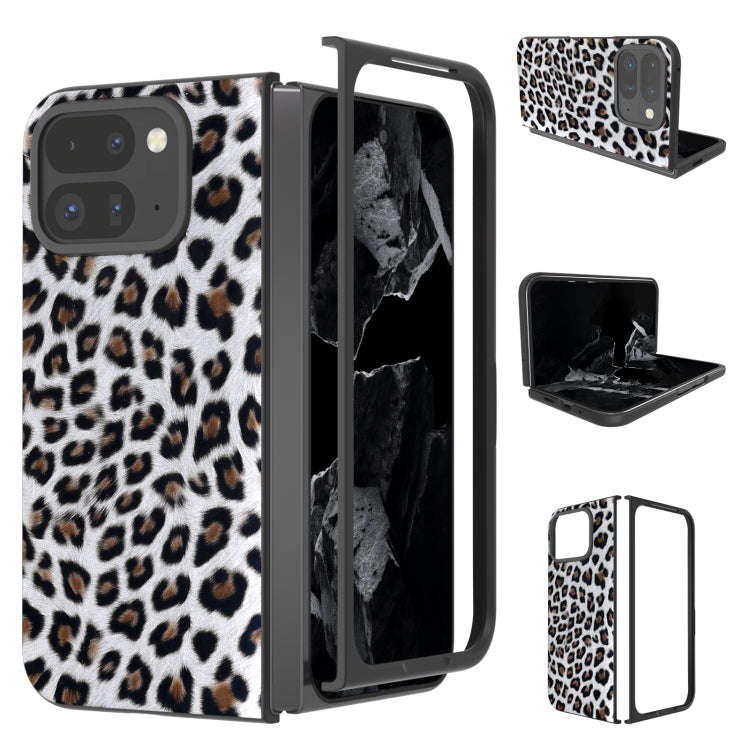 For Google Pixel 9 Pro Fold Black Frame Leopard Full Coverage Phone Case(Silver Leopard)