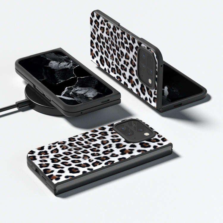 For Google Pixel 9 Pro Fold Black Frame Leopard Full Coverage Phone Case(Silver Leopard)