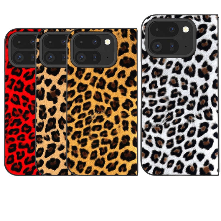 For Google Pixel 9 Pro Fold Black Frame Leopard Full Coverage Phone Case(Silver Leopard)