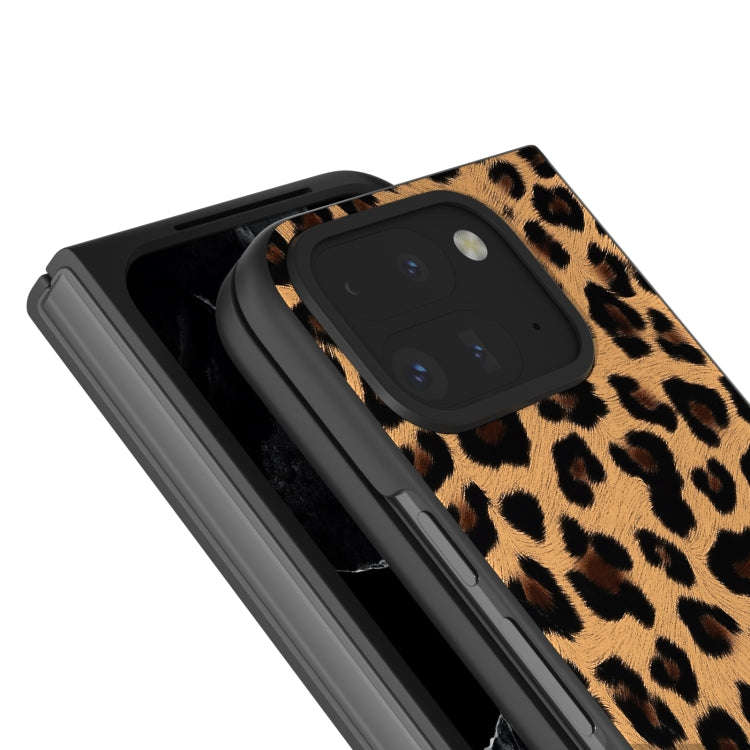 For Google Pixel 9 Pro Fold Black Frame Leopard Full Coverage Phone Case(Golden Leopard)