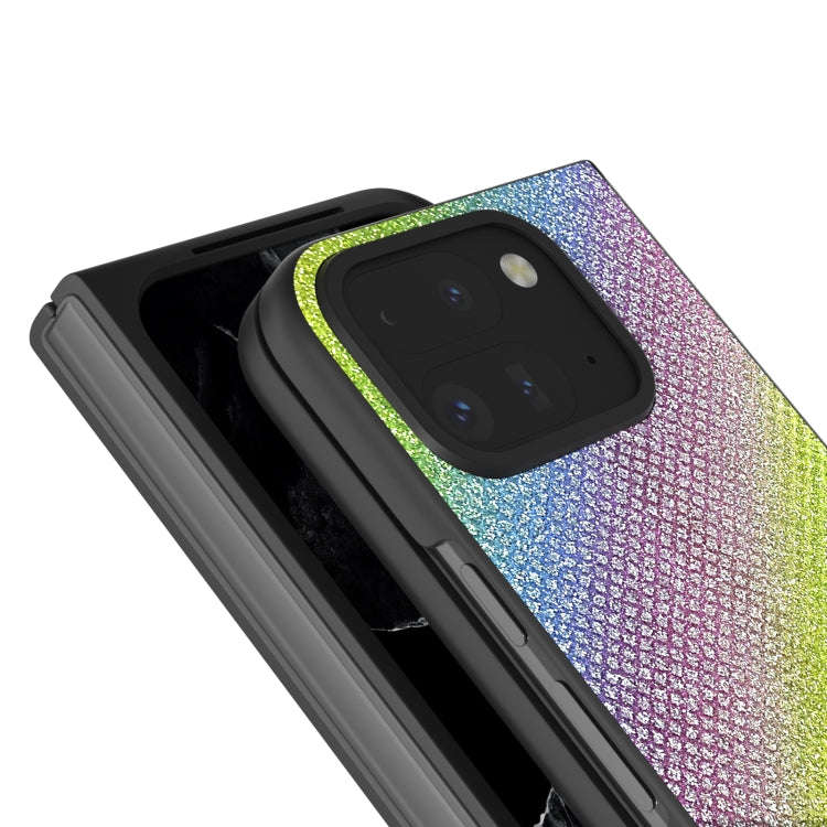 For Google Pixel 9 Pro Fold Diamond Frame Edge Full Coverage Phone Case(Rainbow Diamond)